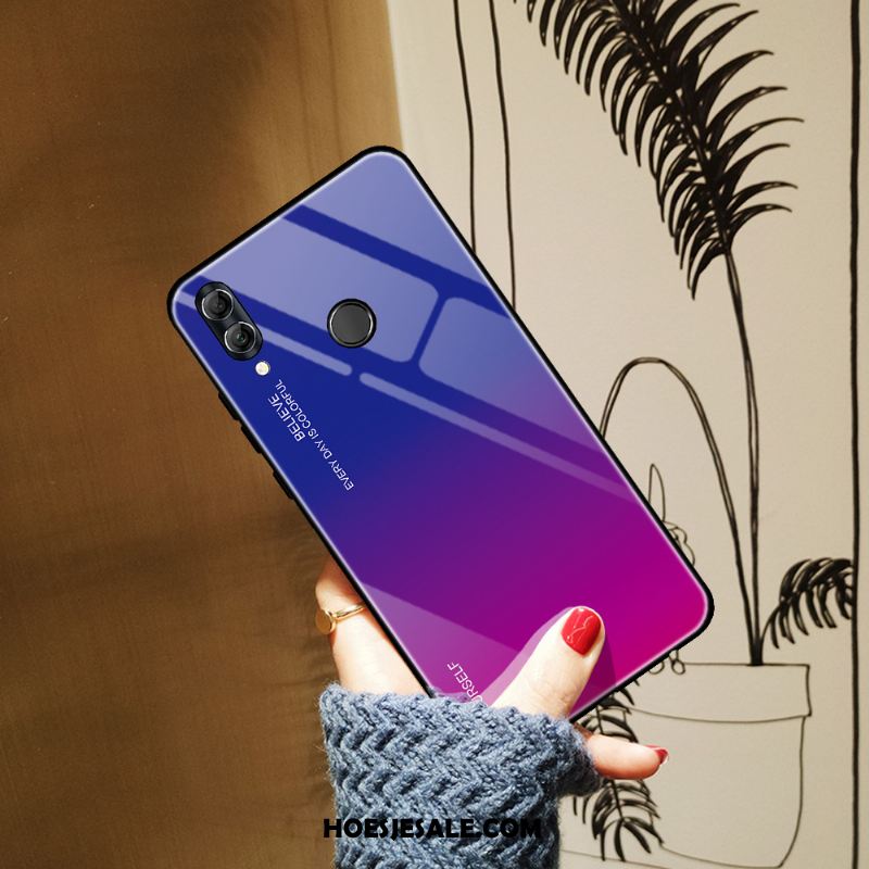 Huawei P Smart 2019 Hoesje Eenvoudige Gehard Glas Blauw Kleurverloop Anti-fall Kopen