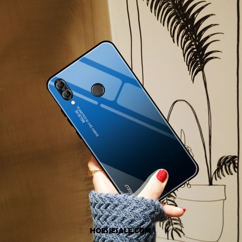 Huawei P Smart 2019 Hoesje Eenvoudige Gehard Glas Blauw Kleurverloop Anti-fall Kopen