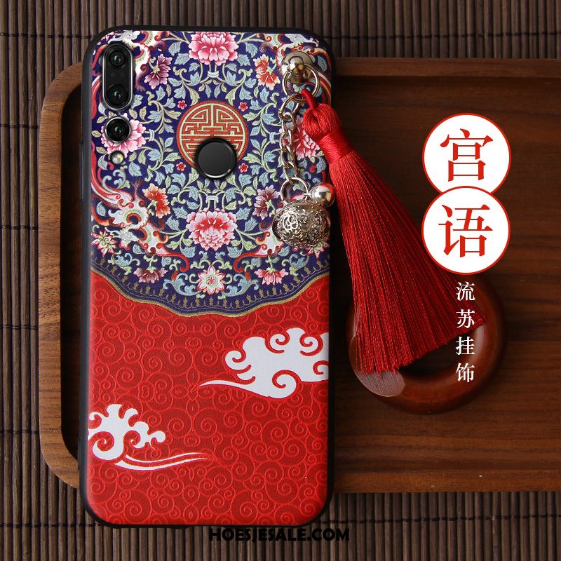 Huawei P Smart+ 2019 Hoesje Kwasten Groen Vintage Hoes Chinese Stijl Korting