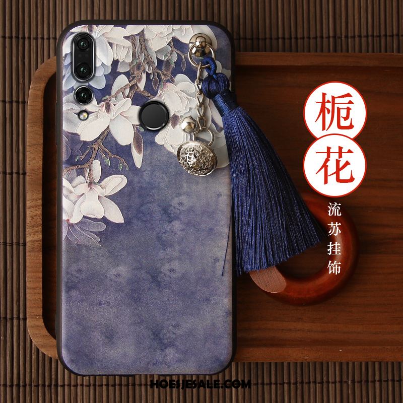 Huawei P Smart+ 2019 Hoesje Kwasten Groen Vintage Hoes Chinese Stijl Korting