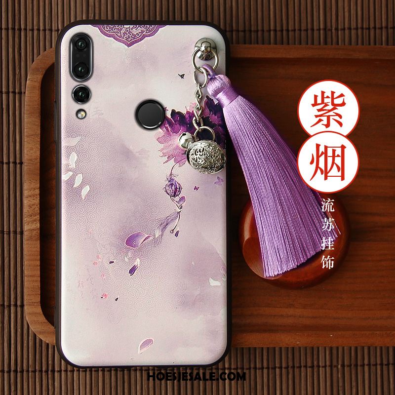 Huawei P Smart+ 2019 Hoesje Kwasten Groen Vintage Hoes Chinese Stijl Korting