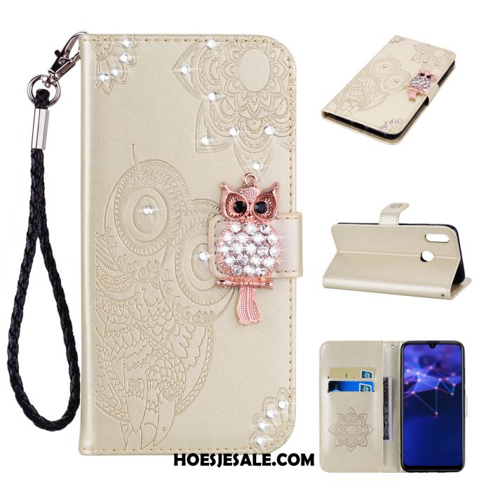 Huawei P Smart 2019 Hoesje Leren Etui Hanger Met Strass Mobiele Telefoon Kat Kopen