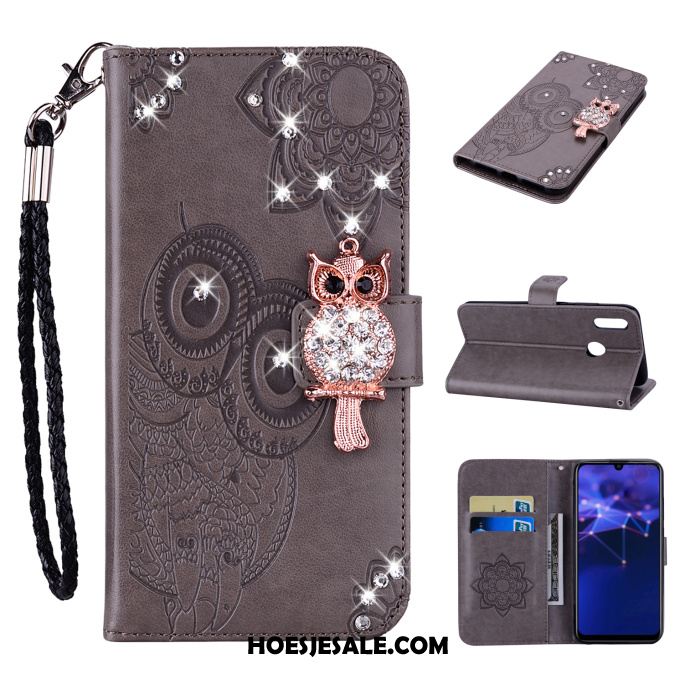 Huawei P Smart 2019 Hoesje Leren Etui Hanger Met Strass Mobiele Telefoon Kat Kopen