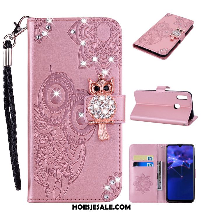 Huawei P Smart 2019 Hoesje Leren Etui Hanger Met Strass Mobiele Telefoon Kat Kopen