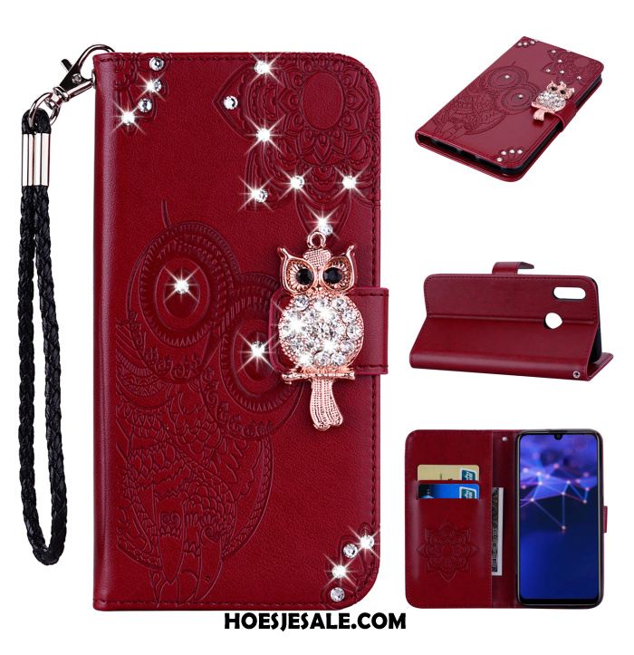 Huawei P Smart 2019 Hoesje Leren Etui Hanger Met Strass Mobiele Telefoon Kat Kopen