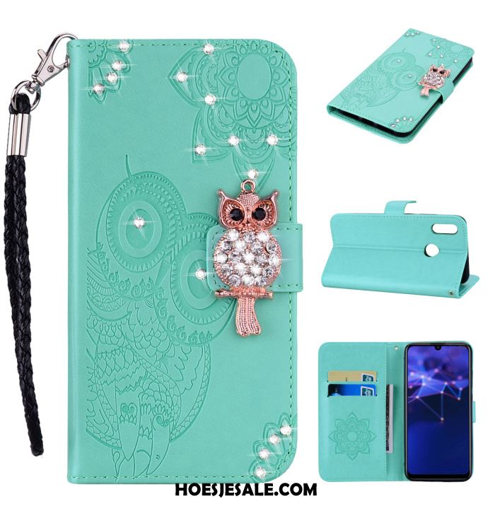 Huawei P Smart 2019 Hoesje Leren Etui Hanger Met Strass Mobiele Telefoon Kat Kopen