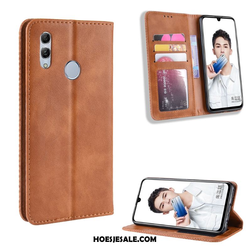 Huawei P Smart 2019 Hoesje Leren Etui Mobiele Telefoon Vintage Folio Groen Goedkoop