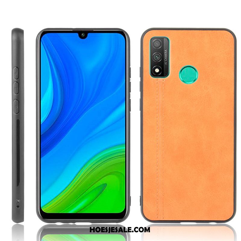 Huawei P Smart 2020 Hoesje Koe Leer Geel Bescherming Patroon Korting