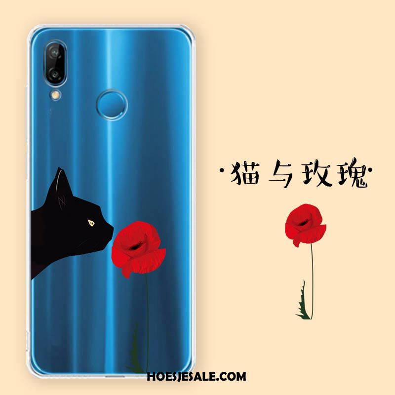 Huawei P Smart+ Hoesje Blauw Siliconen Bescherming Hoes Zacht Korting