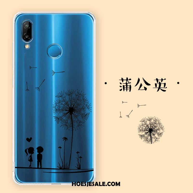 Huawei P Smart+ Hoesje Blauw Siliconen Bescherming Hoes Zacht Korting
