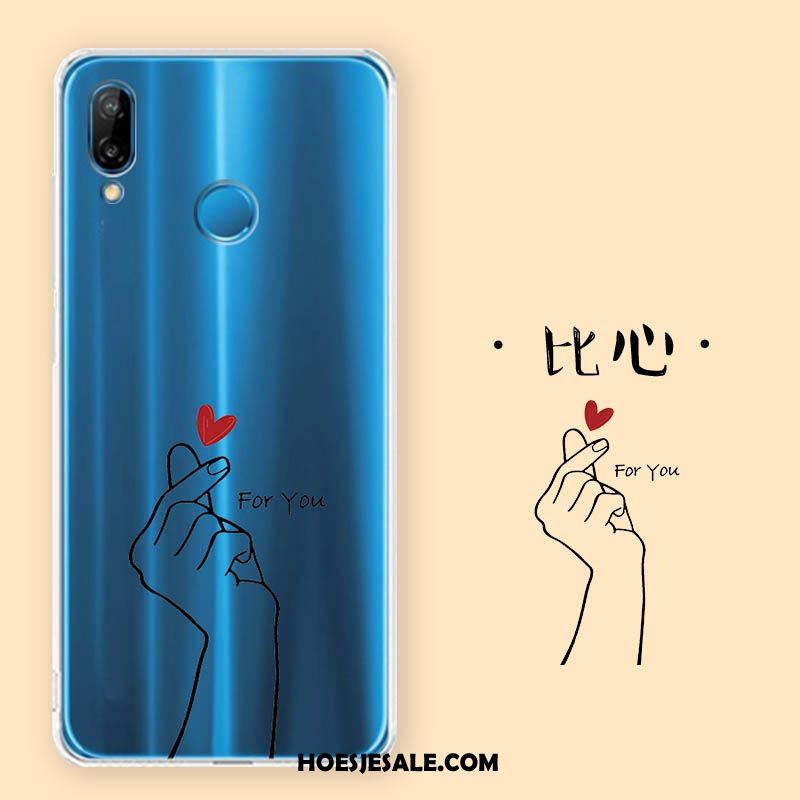 Huawei P Smart+ Hoesje Blauw Siliconen Bescherming Hoes Zacht Korting