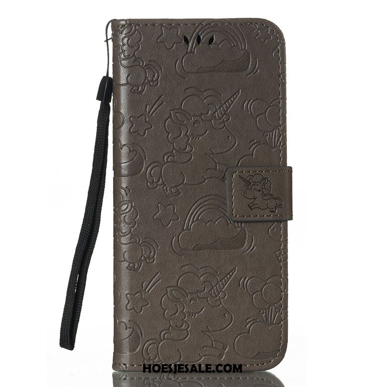 Huawei P Smart Hoesje Folio Leer Blauw Leren Etui Mobiele Telefoon Goedkoop