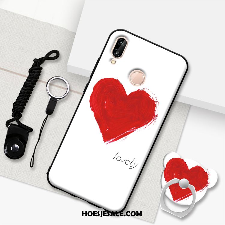 Huawei P Smart+ Hoesje Wit Hoes Hanger Anti-fall Mobiele Telefoon Goedkoop