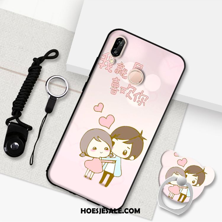 Huawei P Smart+ Hoesje Wit Hoes Hanger Anti-fall Mobiele Telefoon Goedkoop