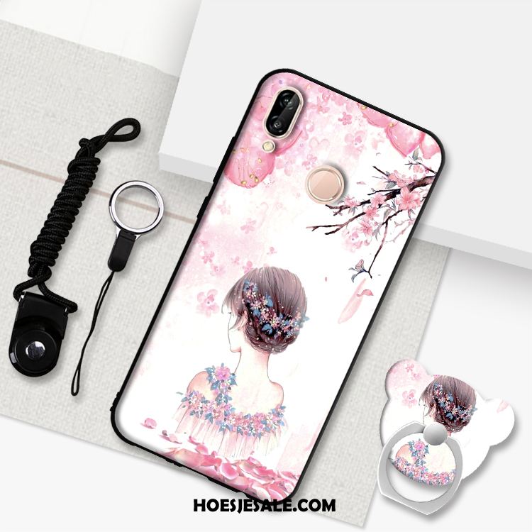 Huawei P Smart+ Hoesje Wit Hoes Hanger Anti-fall Mobiele Telefoon Goedkoop