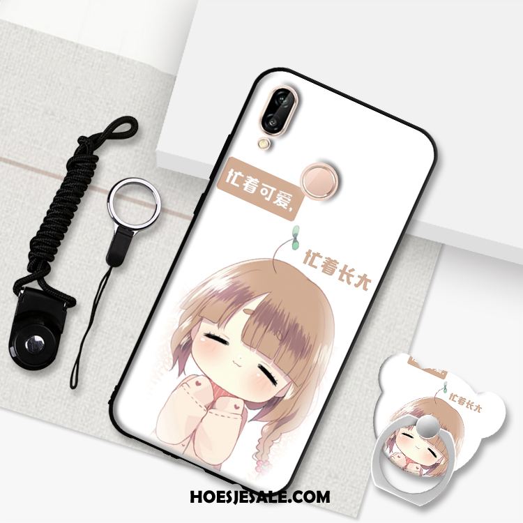 Huawei P Smart+ Hoesje Wit Hoes Hanger Anti-fall Mobiele Telefoon Goedkoop