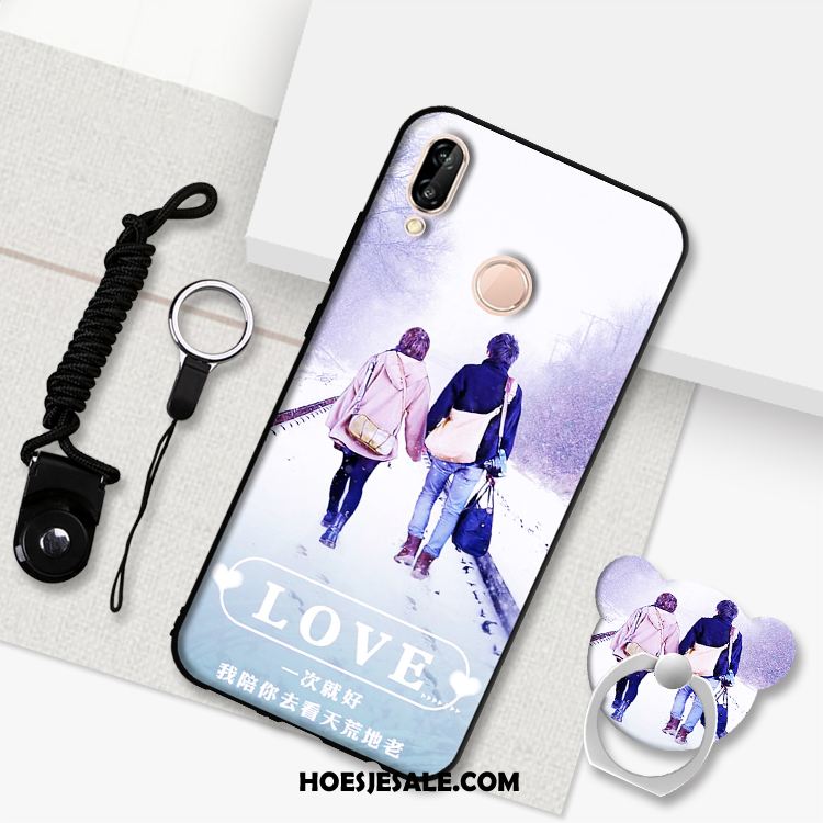 Huawei P Smart+ Hoesje Wit Hoes Hanger Anti-fall Mobiele Telefoon Goedkoop