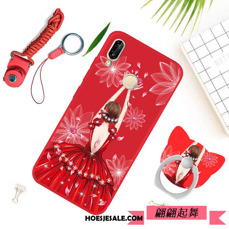 Huawei P Smart+ Hoesje Zacht Jeugd Siliconen Rood Hanger Online