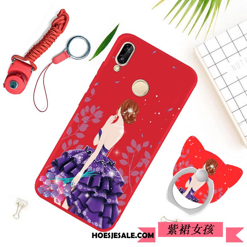 Huawei P Smart+ Hoesje Zacht Jeugd Siliconen Rood Hanger Online