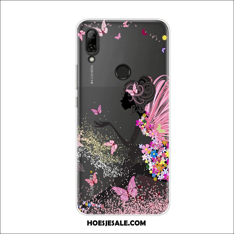 Huawei P Smart Z Hoesje Zwart Trend Bloemen Bescherming Zacht Goedkoop