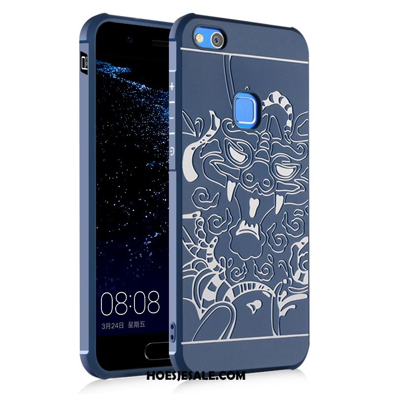 Huawei P10 Lite Hoesje Hoes Scheppend Mobiele Telefoon Draak Blauw Goedkoop