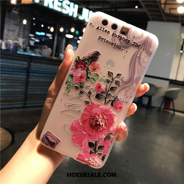 Huawei P10 Plus Hoesje Reliëf Bloemen Bescherming All Inclusive Scheppend Korting