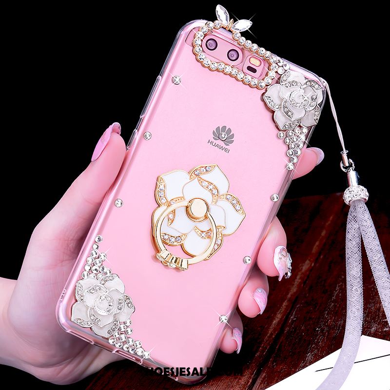 Huawei P10 Plus Hoesje Ring Met Strass Zacht Hanger Roze Goedkoop