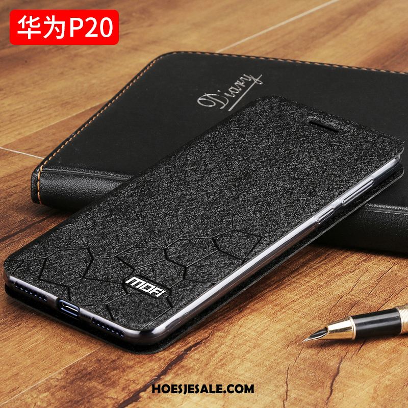 Huawei P20 Hoesje Anti-fall Trendy Merk Leren Etui Mobiele Telefoon Bescherming Korting