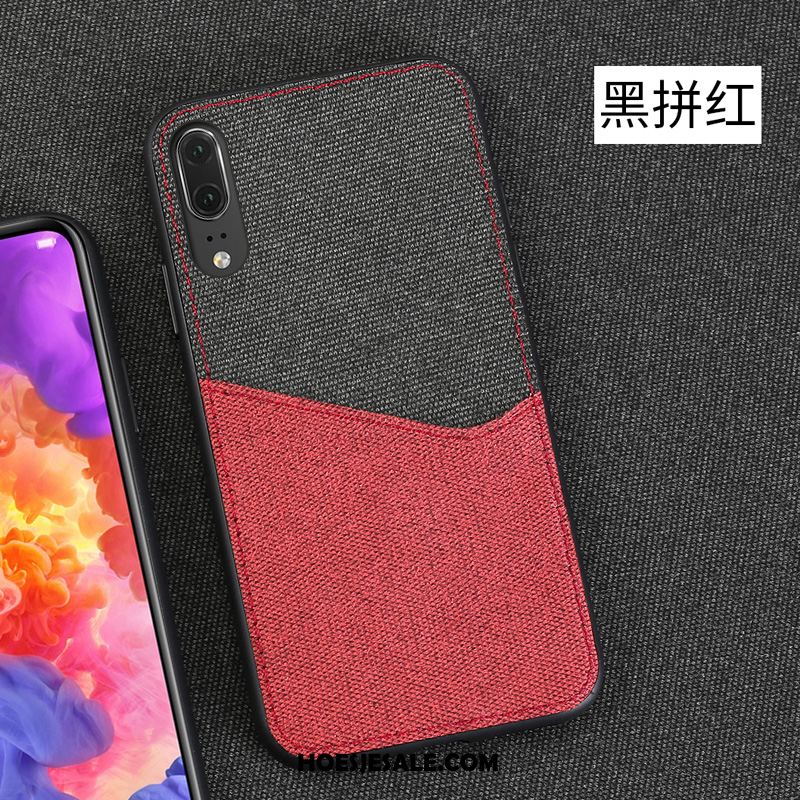 Huawei P20 Hoesje Leren Etui Skärmskydd Rood Kaart Bedrijf Sale