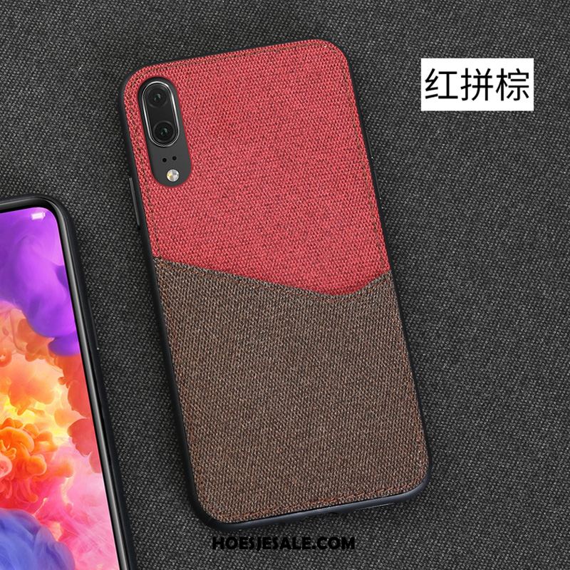 Huawei P20 Hoesje Leren Etui Skärmskydd Rood Kaart Bedrijf Sale