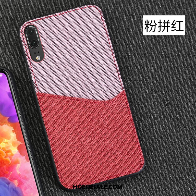 Huawei P20 Hoesje Leren Etui Skärmskydd Rood Kaart Bedrijf Sale