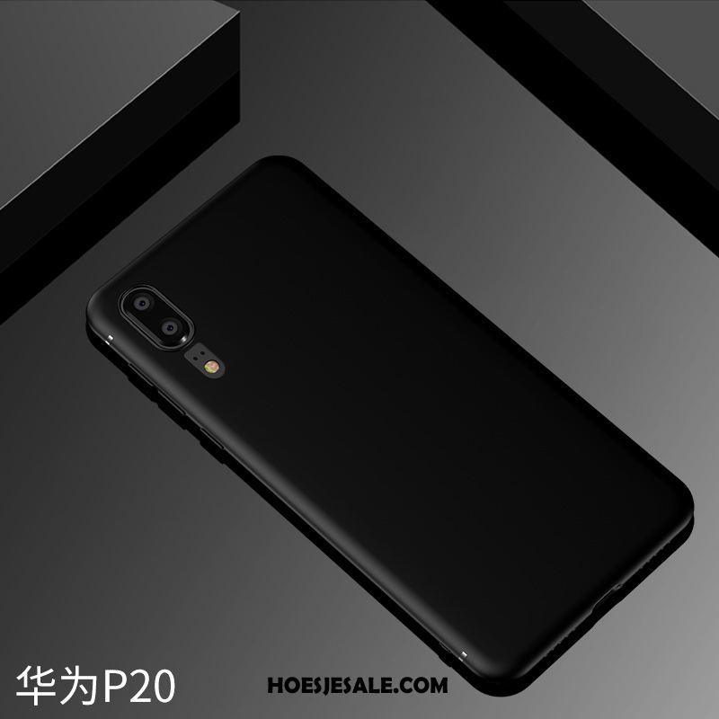 Huawei P20 Hoesje Siliconen Accessoires Mode Zacht Zwart Korting