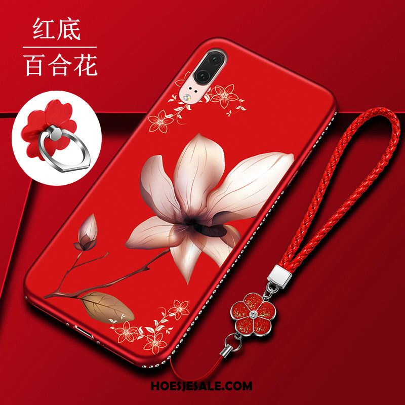 Huawei P20 Hoesje Zacht Rood Schrobben Mode All Inclusive Korting