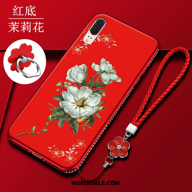 Huawei P20 Hoesje Zacht Rood Schrobben Mode All Inclusive Korting