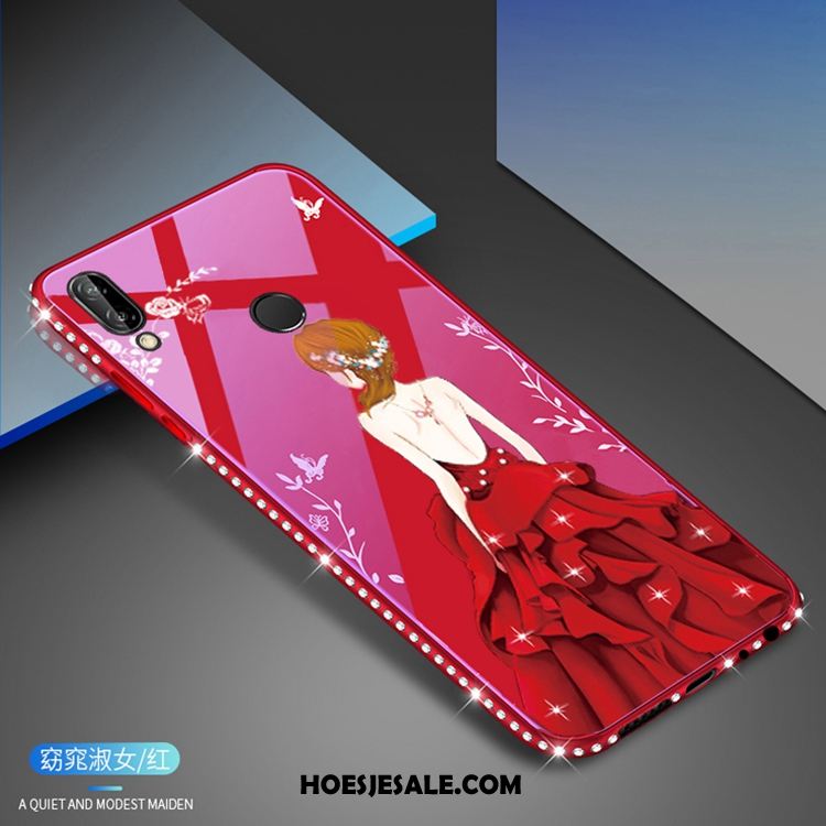 Huawei P20 Lite Hoesje Hemming Bescherming Anti-fall Rood Achterklep Korting