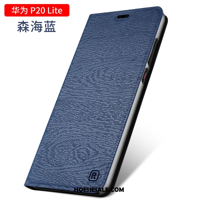 Huawei P20 Lite Hoesje Jeugd Clamshell Hout Leren Etui All Inclusive Kopen