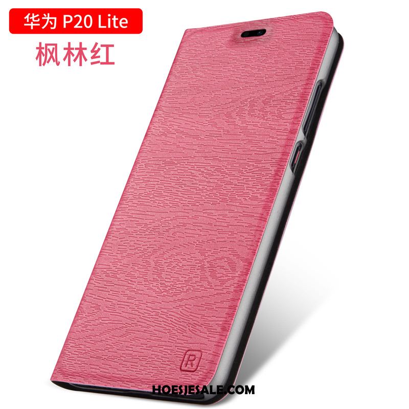 Huawei P20 Lite Hoesje Jeugd Clamshell Hout Leren Etui All Inclusive Kopen