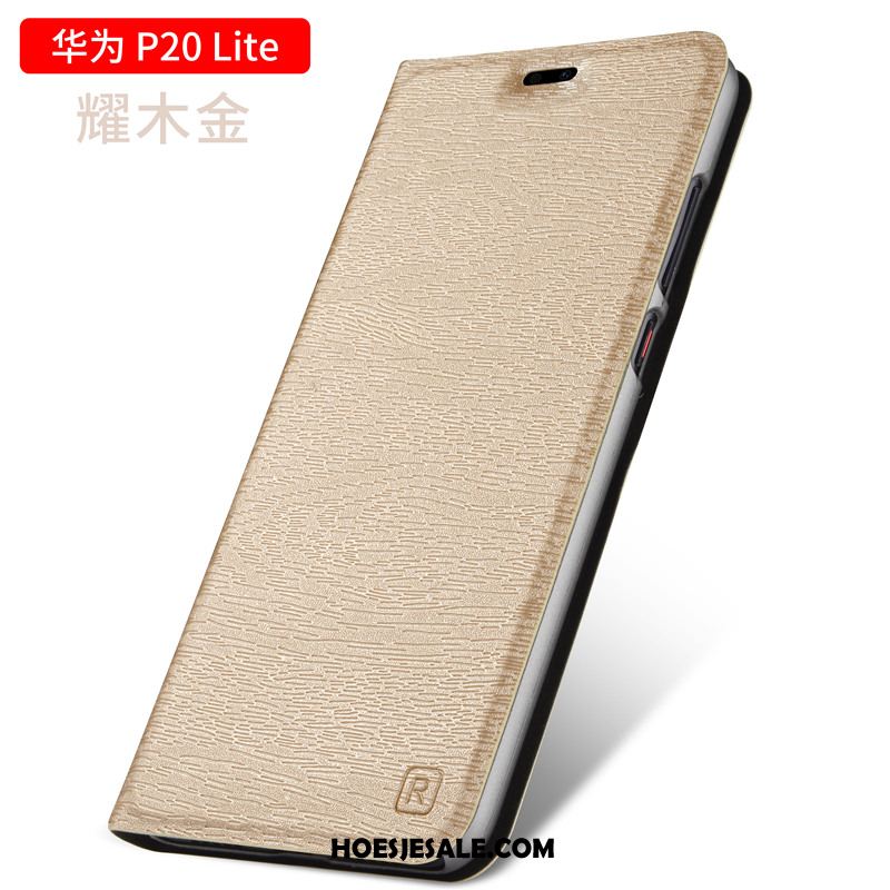 Huawei P20 Lite Hoesje Jeugd Clamshell Hout Leren Etui All Inclusive Kopen