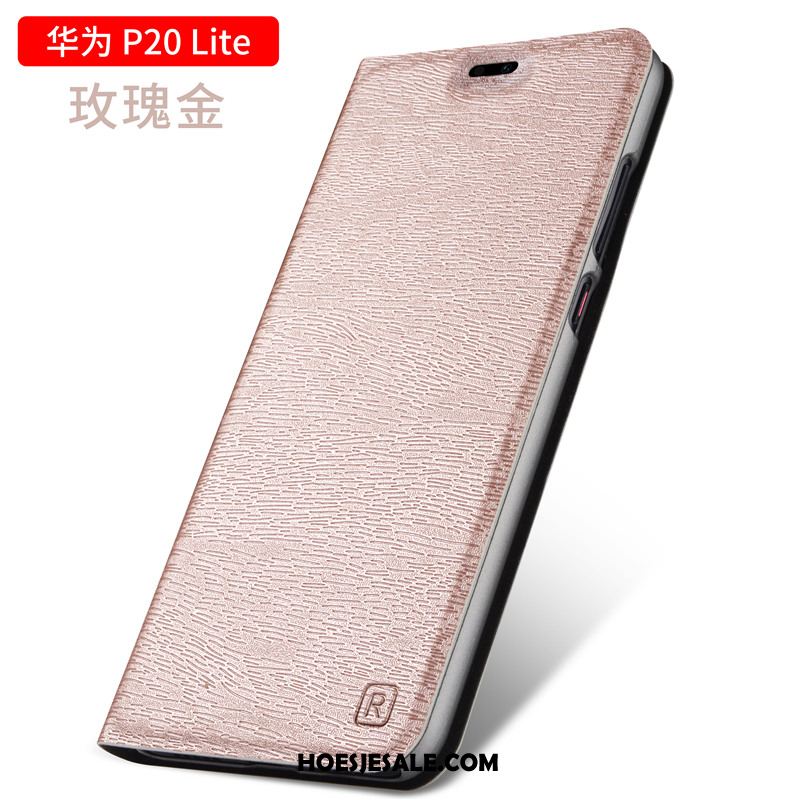 Huawei P20 Lite Hoesje Jeugd Clamshell Hout Leren Etui All Inclusive Kopen