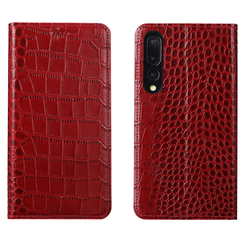 Huawei P30 Hoesje Echt Leer Leren Etui Clamshell Hoes Rood Kopen