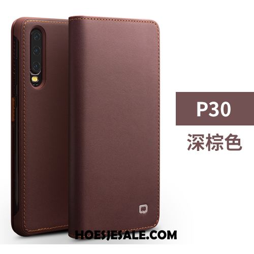 Huawei P30 Hoesje Echt Leer Leren Etui Mobiele Telefoon Hoes Bescherming Korting