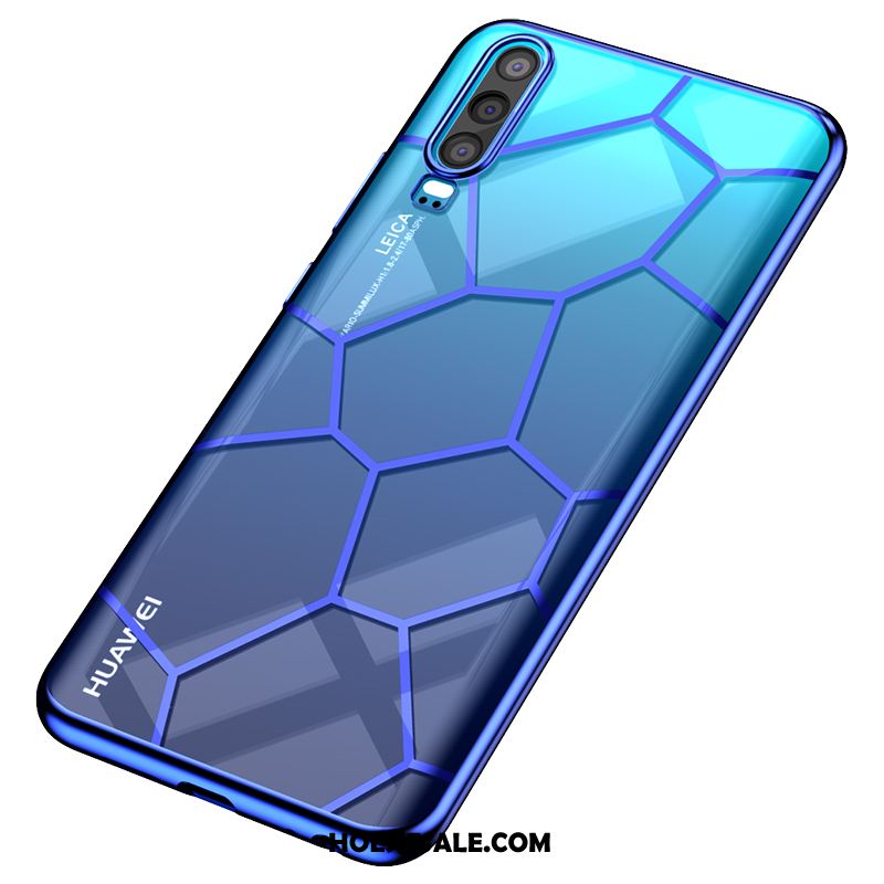 Huawei P30 Hoesje Mobiele Telefoon Blauw Doorzichtig Hoes Scheppend Winkel