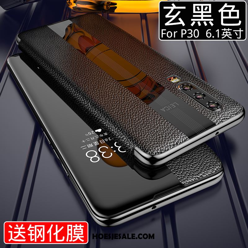 Huawei P30 Hoesje Mobiele Telefoon Leren Etui High End Hoes Glas Korting