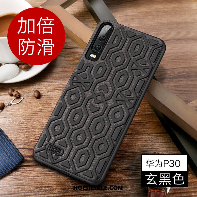 Huawei P30 Hoesje Schrobben Zwart All Inclusive Zacht Siliconen Goedkoop