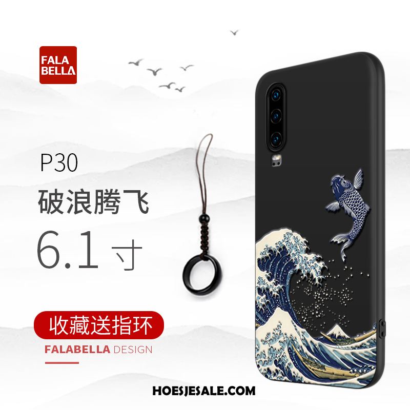 Huawei P30 Hoesje Siliconen Zwart Anti-fall Hoes Trendy Merk Goedkoop