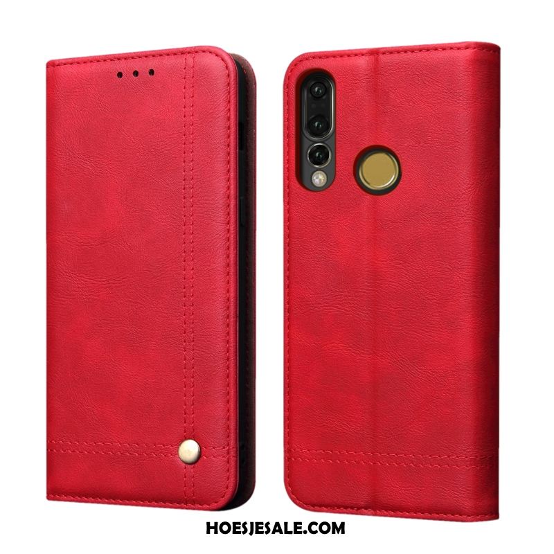 Huawei P30 Lite Hoesje Bescherming Leren Etui Hoes Khaki Zacht Sale