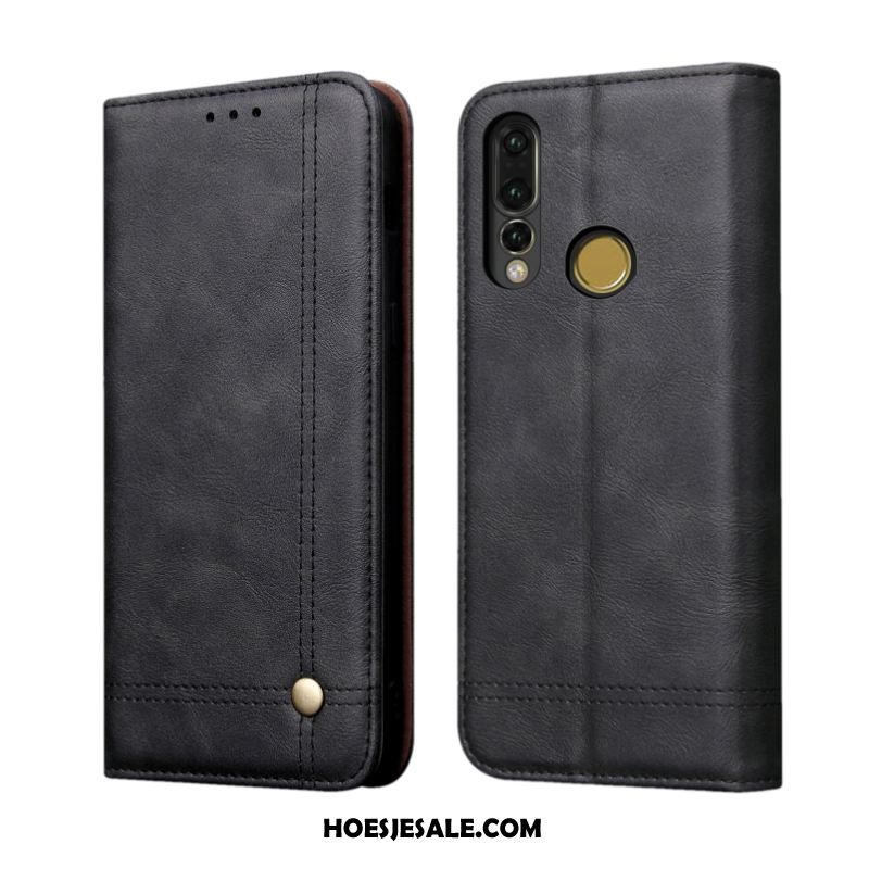 Huawei P30 Lite Hoesje Bescherming Leren Etui Hoes Khaki Zacht Sale