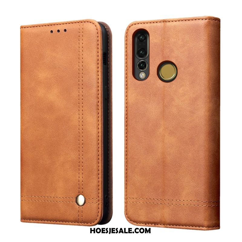 Huawei P30 Lite Hoesje Bescherming Leren Etui Hoes Khaki Zacht Sale