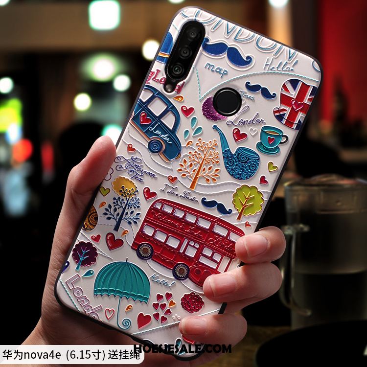 Huawei P30 Lite Hoesje Blauw Dun Zacht Mobiele Telefoon Spotprent Goedkoop