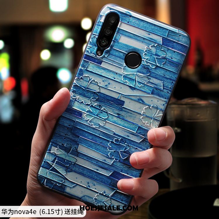 Huawei P30 Lite Hoesje Blauw Dun Zacht Mobiele Telefoon Spotprent Goedkoop